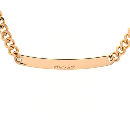 Tiffany 18K Rose Gold Diamond Micro Link ID Chain Necklace 5 of 6