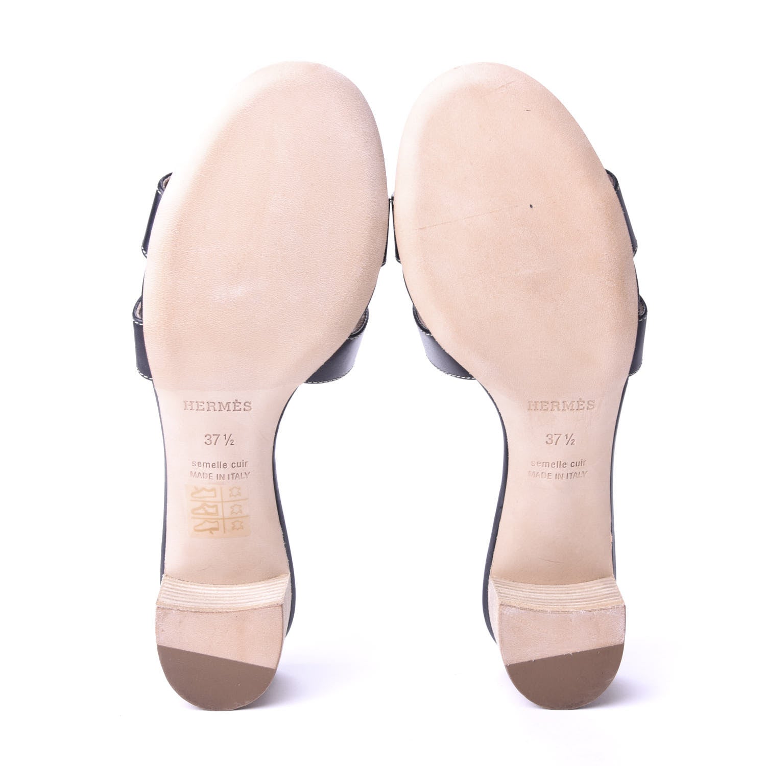 Hermes Calfskin Oasis Sandals 37.5 Black 5 of 10