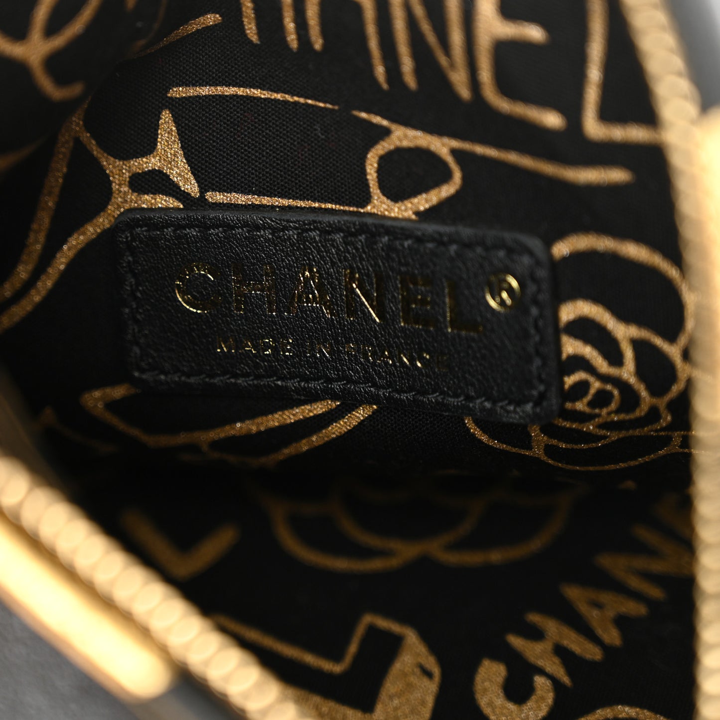 Metallic Lambskin CC Kheops Pyramid Bag Gold Black