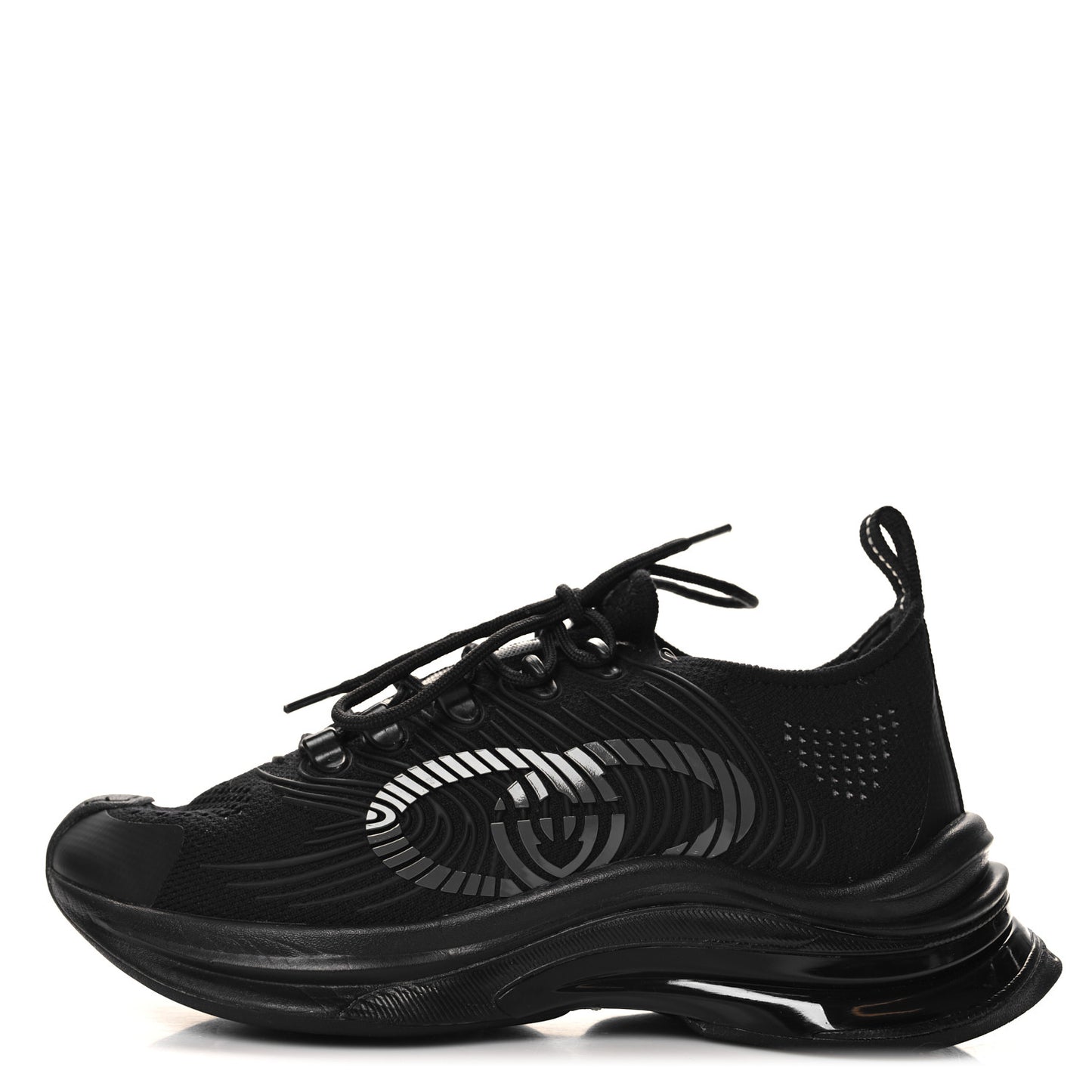 Technical Knit Fabric Waves Womens Gucci Run Sneakers 37 Black