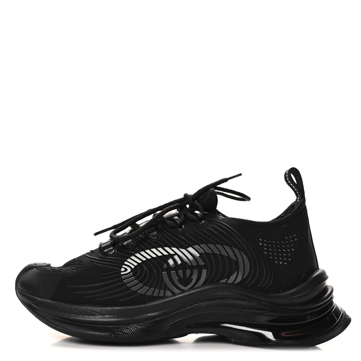 Gucci Technical Knit Fabric Waves Womens Gucci Run Sneakers 37 Black 1 of 7