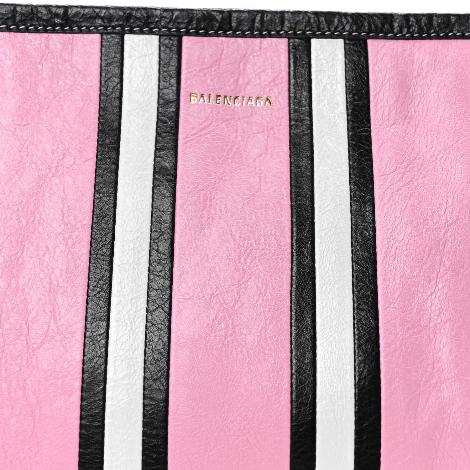 Balenciaga Agneau Arena Striped Large Barbes Z Pouch with Handle Candy Pink Black 7 of 9