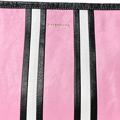 Balenciaga Agneau Arena Striped Large Barbes Z Pouch with Handle Candy Pink Black 7 of 9