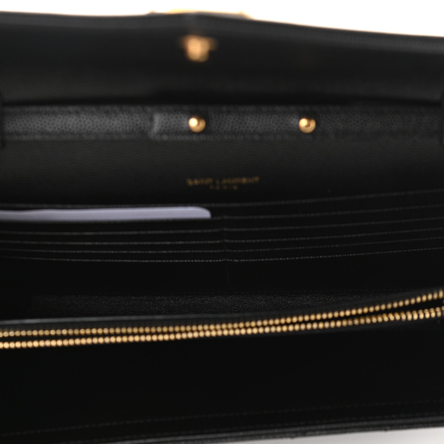 Saint Laurent Grain De Poudre Matelasse Chevron Monogram Chain Wallet Black 4 of 10