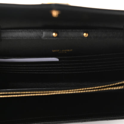Saint Laurent Grain De Poudre Matelasse Chevron Monogram Chain Wallet Black 4 of 10