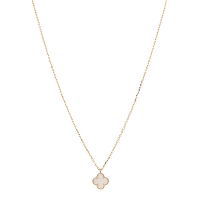 Van Cleef & Arpels 18K Yellow Gold Mother of Pearl Sweet Alhambra Pendant Necklace 1 of 4