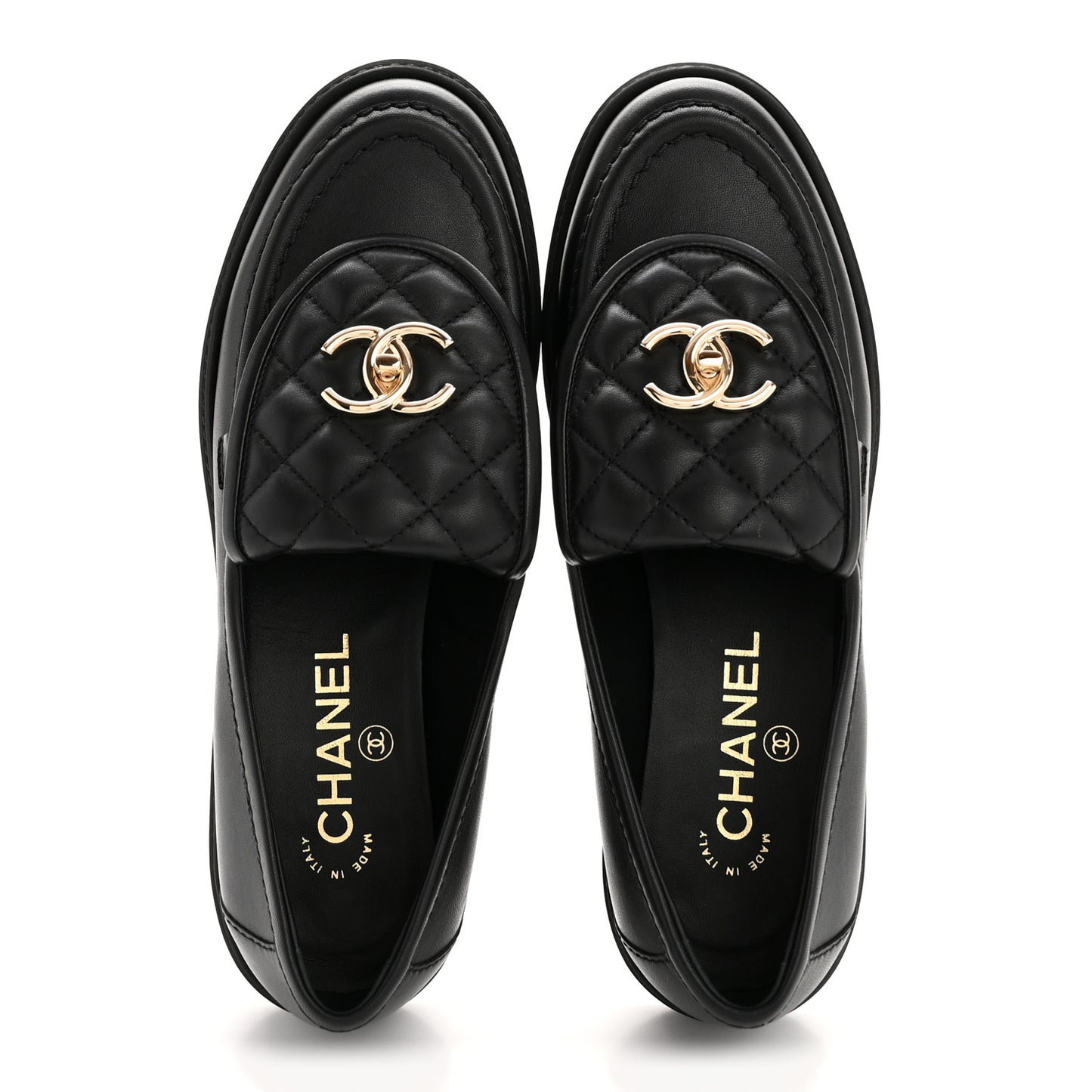 Lambskin Quilted CC Turnlock Loafers 37.5 Black