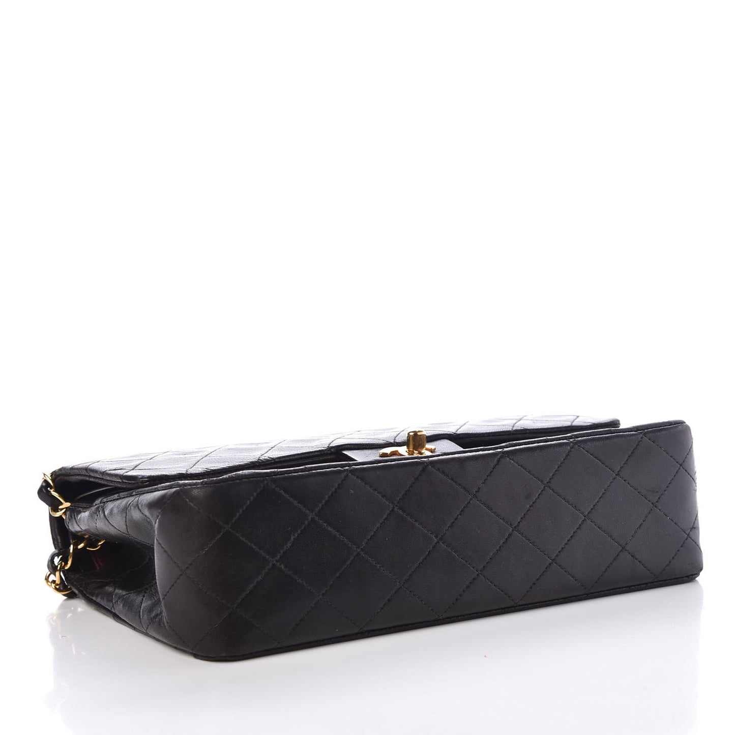 Lambskin Quilted Medium Double Flap Black