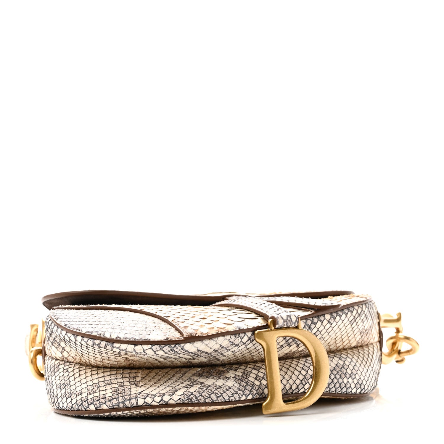Christian Dior Metallic Snakeskin Saddle Bag Gold Multicolor 4 of 10