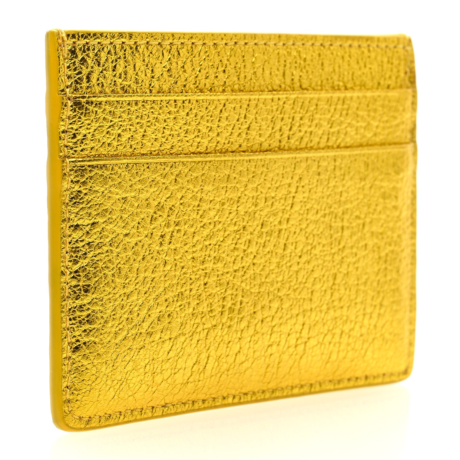 Balenciaga Metallic Goatskin Logo Everyday Multi Card Case Oro Black 3 of 6