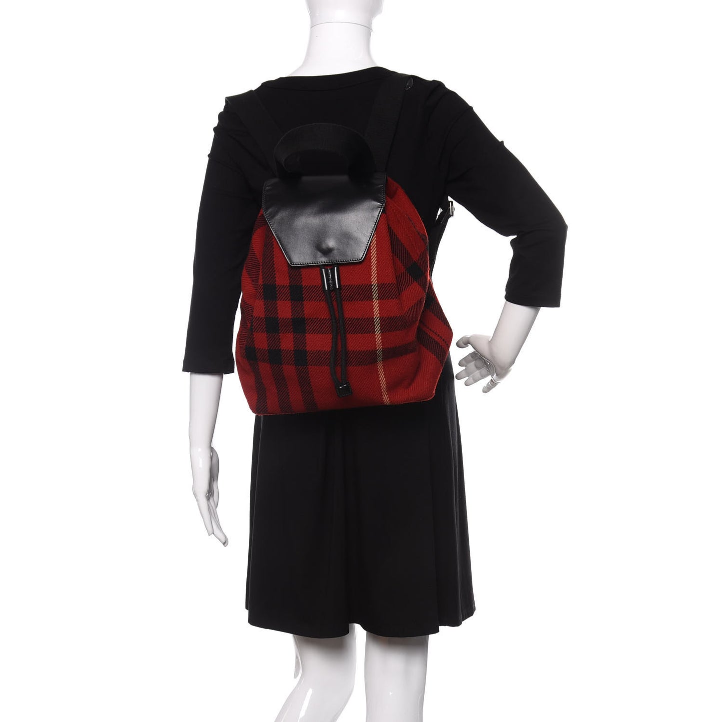 Wool Plaid Check Backpack Red
