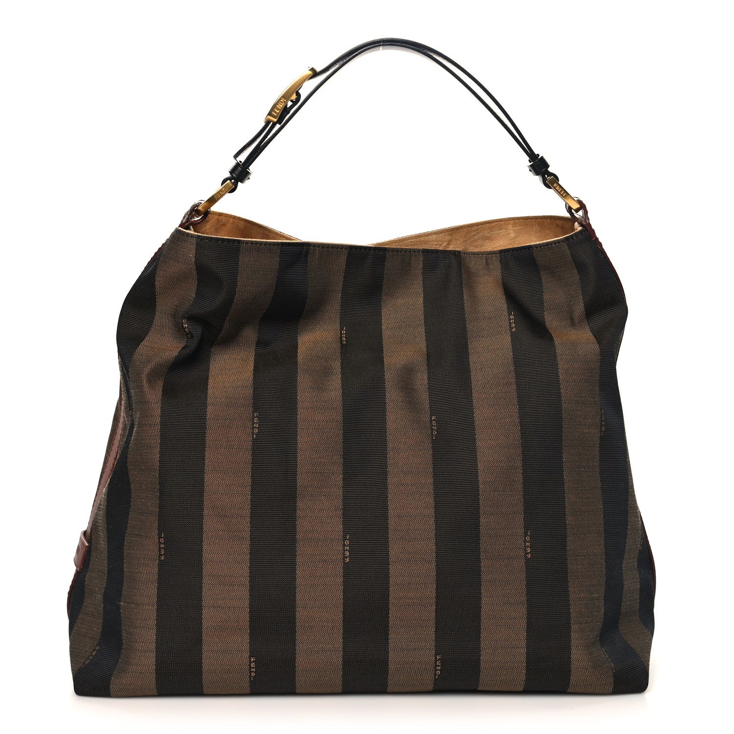 Fendi Pequin Cuoio Vegetale Large Hobo Tobacco Black Cuoio 1 of 11