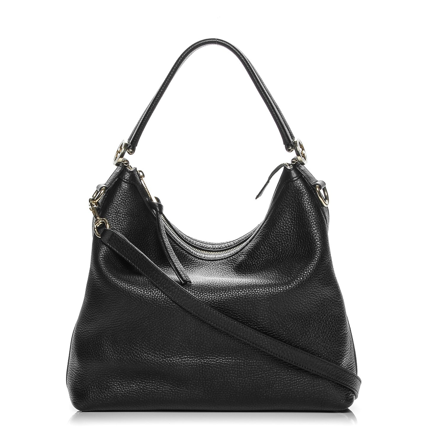 Pebbled Calfskin Small Miss GG Hobo Black