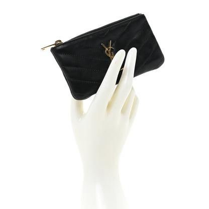 Saint Laurent Calfskin Matelasse Monogram Key Pouch Black 2 of 13