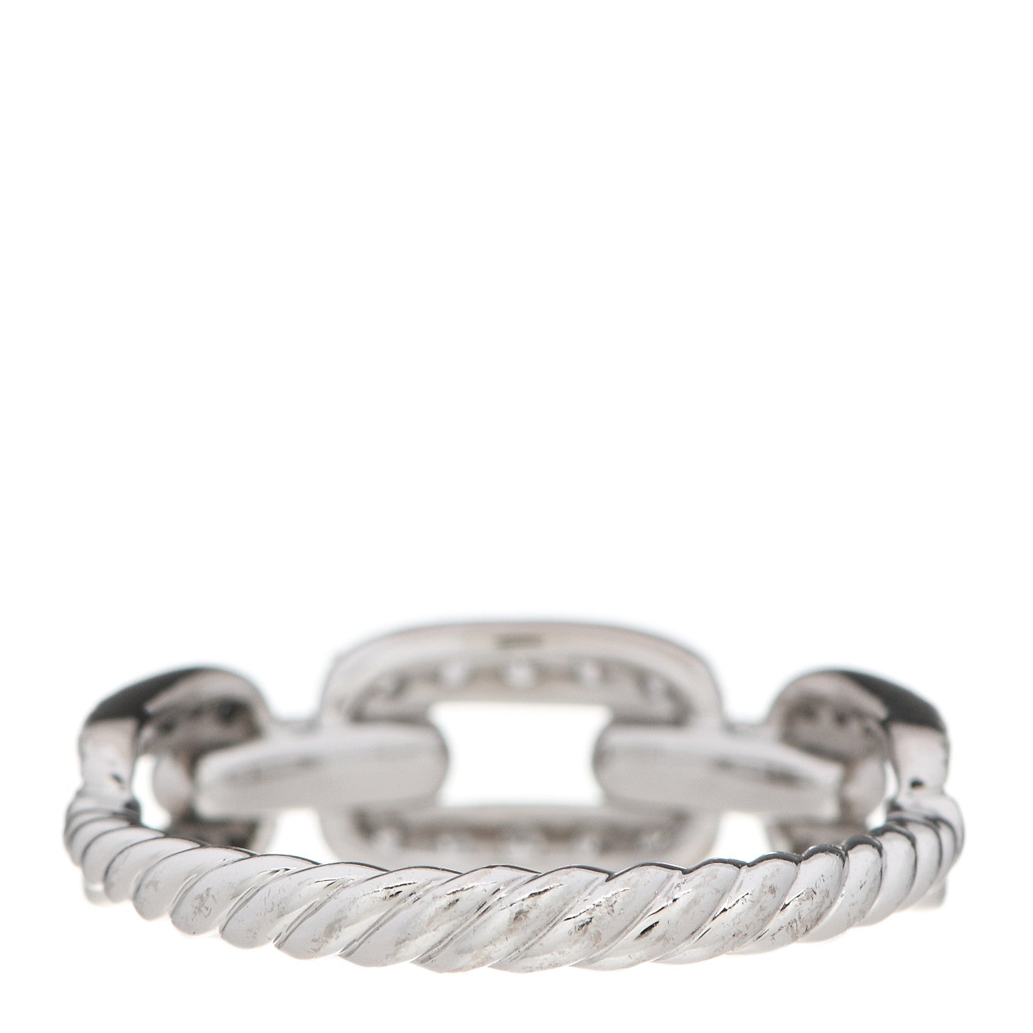 David Yurman 18K White Gold Diamond 7mm Stax Chain Link Ring 57 8 3 of 4