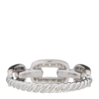 David Yurman 18K White Gold Diamond 7mm Stax Chain Link Ring 57 8 3 of 4