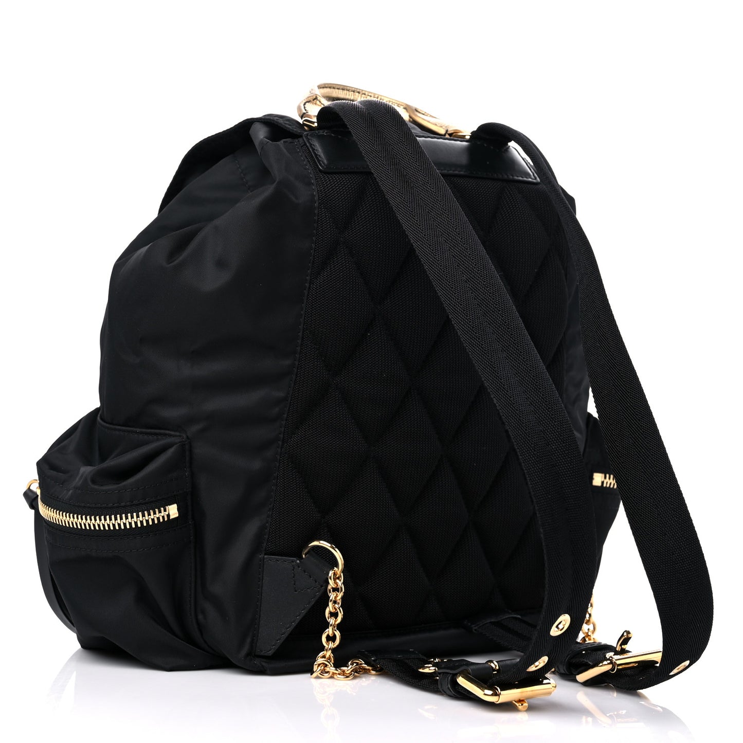 Nylon Medium Rucksack Runway Backpack Black Gold