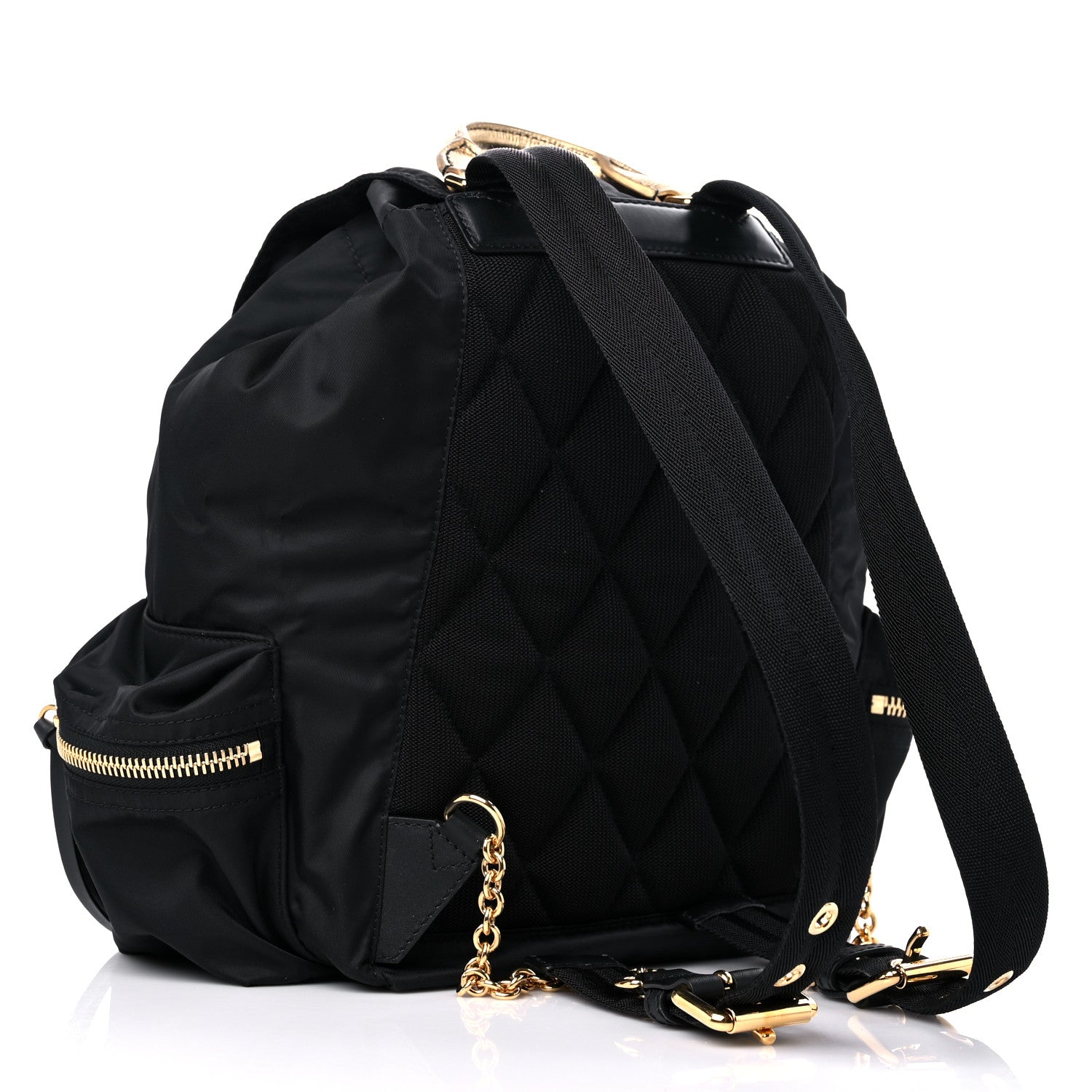 Burberry Nylon Medium Rucksack Runway Backpack Black Gold 3 of 9