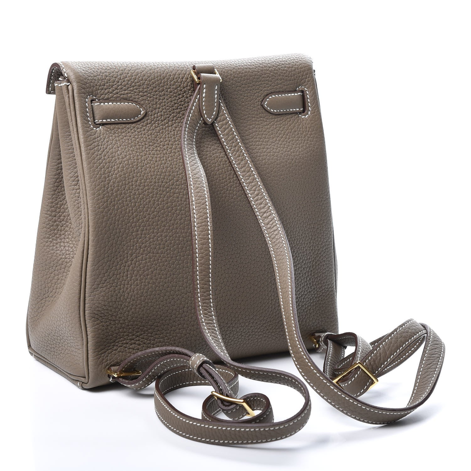 Hermes Taurillon Clemence Kelly Ado Backpack Etoupe 2 of 9