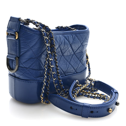 Chanel Aged Calfskin Quilted Small Gabrielle Hobo Blue 3 of 10