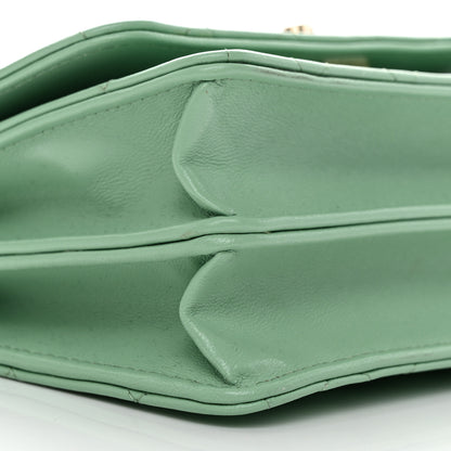 Chanel Lambskin Quilted Pearl Top Handle Clutch With Chain Light Green 10 of 12