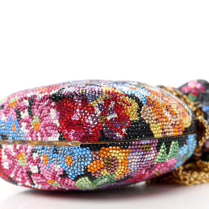 Judith Leiber Swarovski Crystal Floral Minaudiere Clutch Gold Multicolor 13 of 13