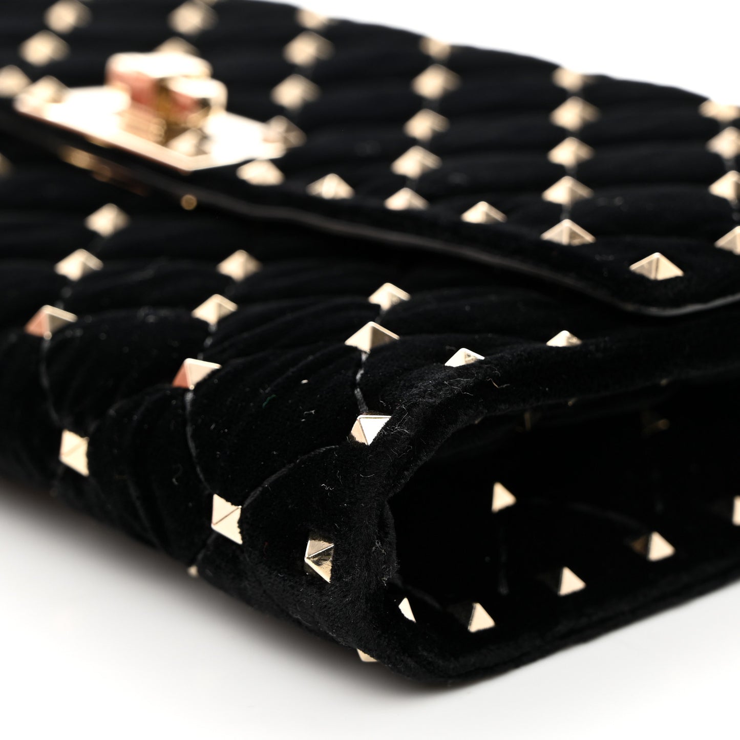 Velvet Rockstud Spike Wallet on Chain Black