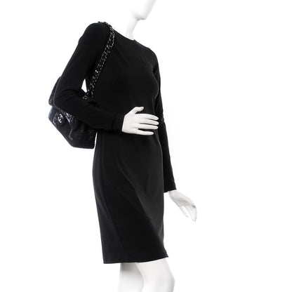 Chanel Tweed Patchwork Jumbo Single Flap Black 2 of 8