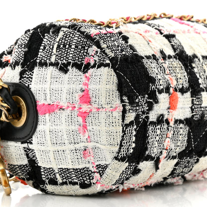 Chanel Tweed Calfskin Signe Bowling Bag White Black 9 of 11