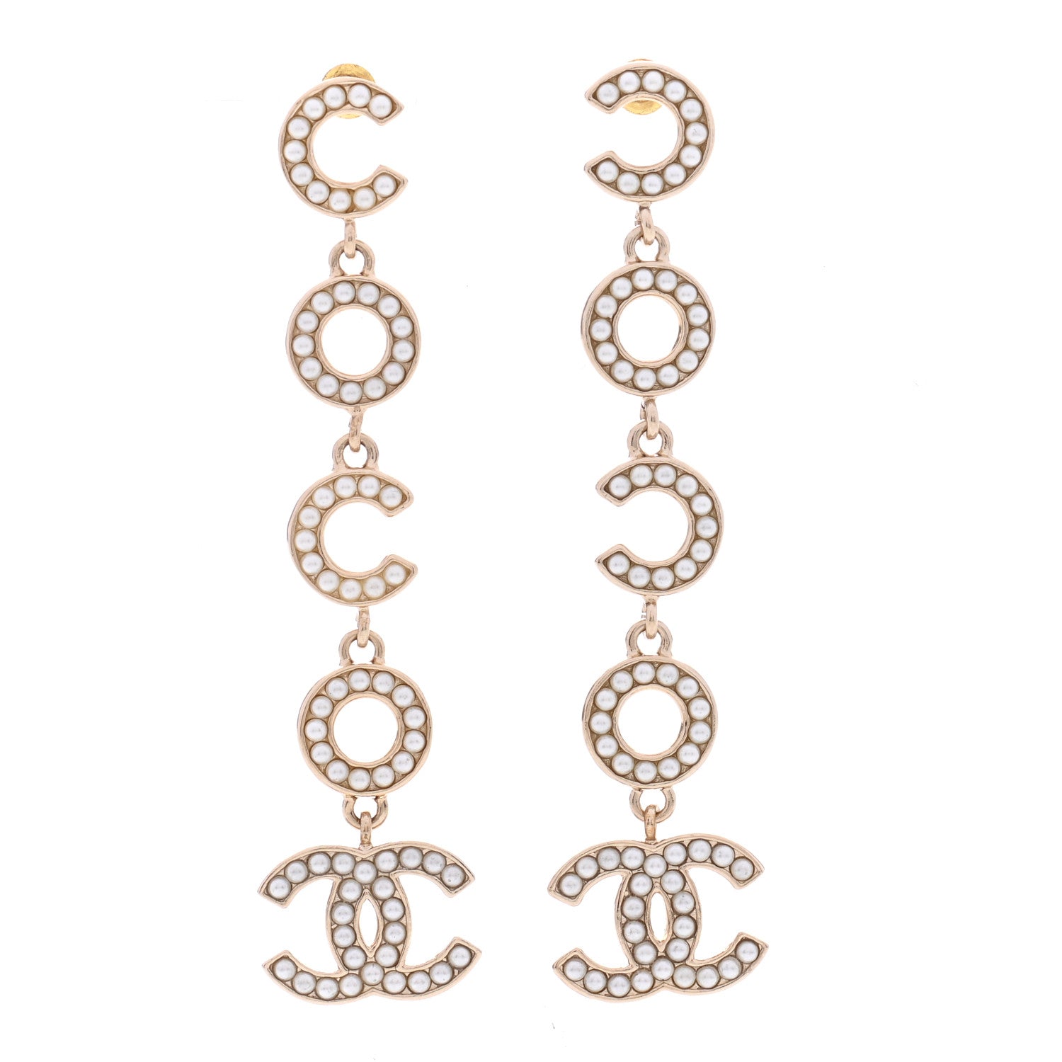 Chanel Pearl Coco Drop Earrings Gold 1 of 5