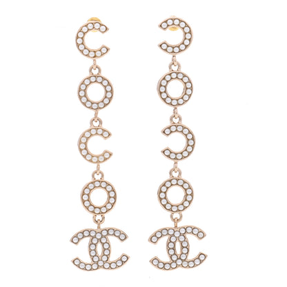 Chanel Pearl Coco Drop Earrings Gold 1 of 5