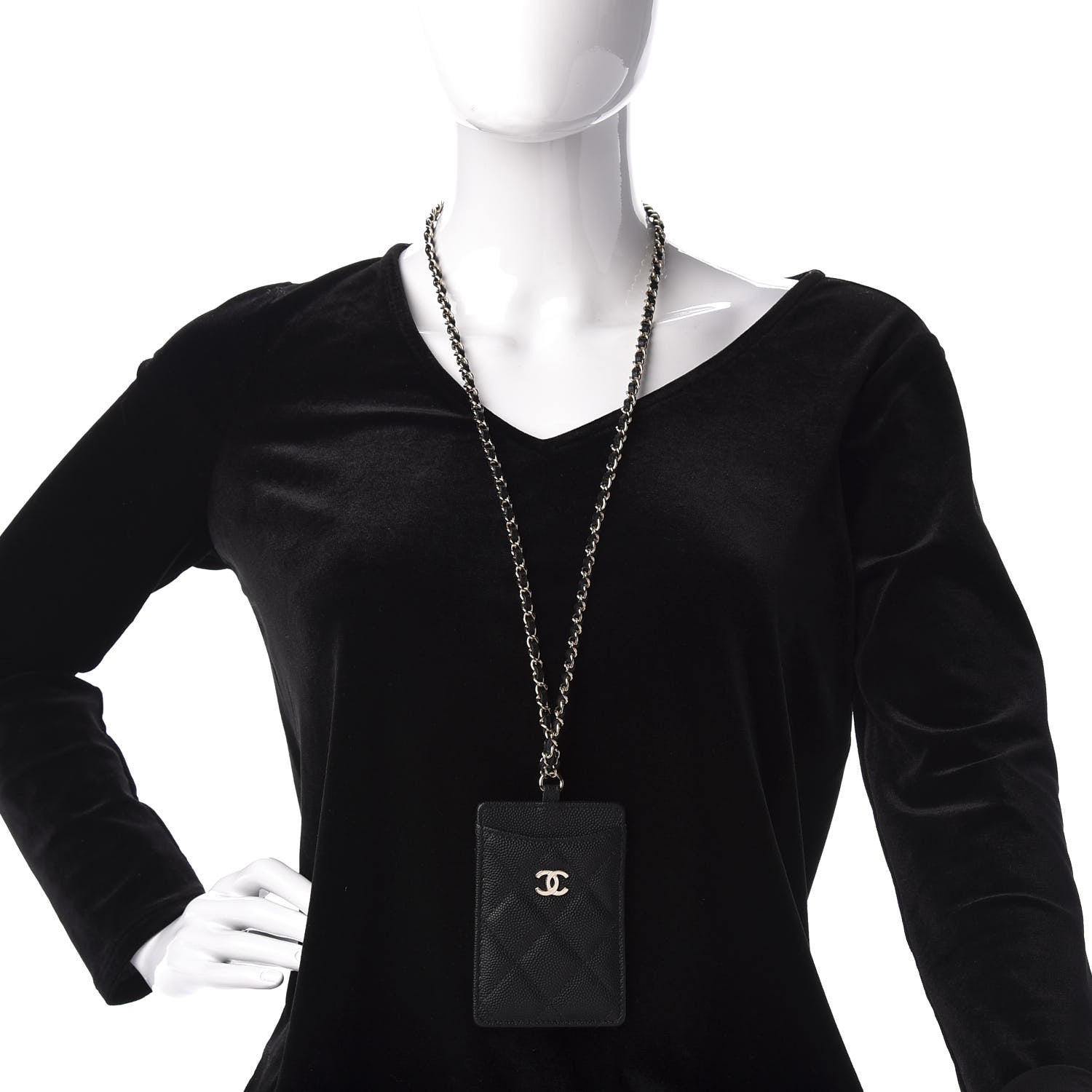 Chanel Caviar Quilted Card Holder On Chain Black 2 of 7