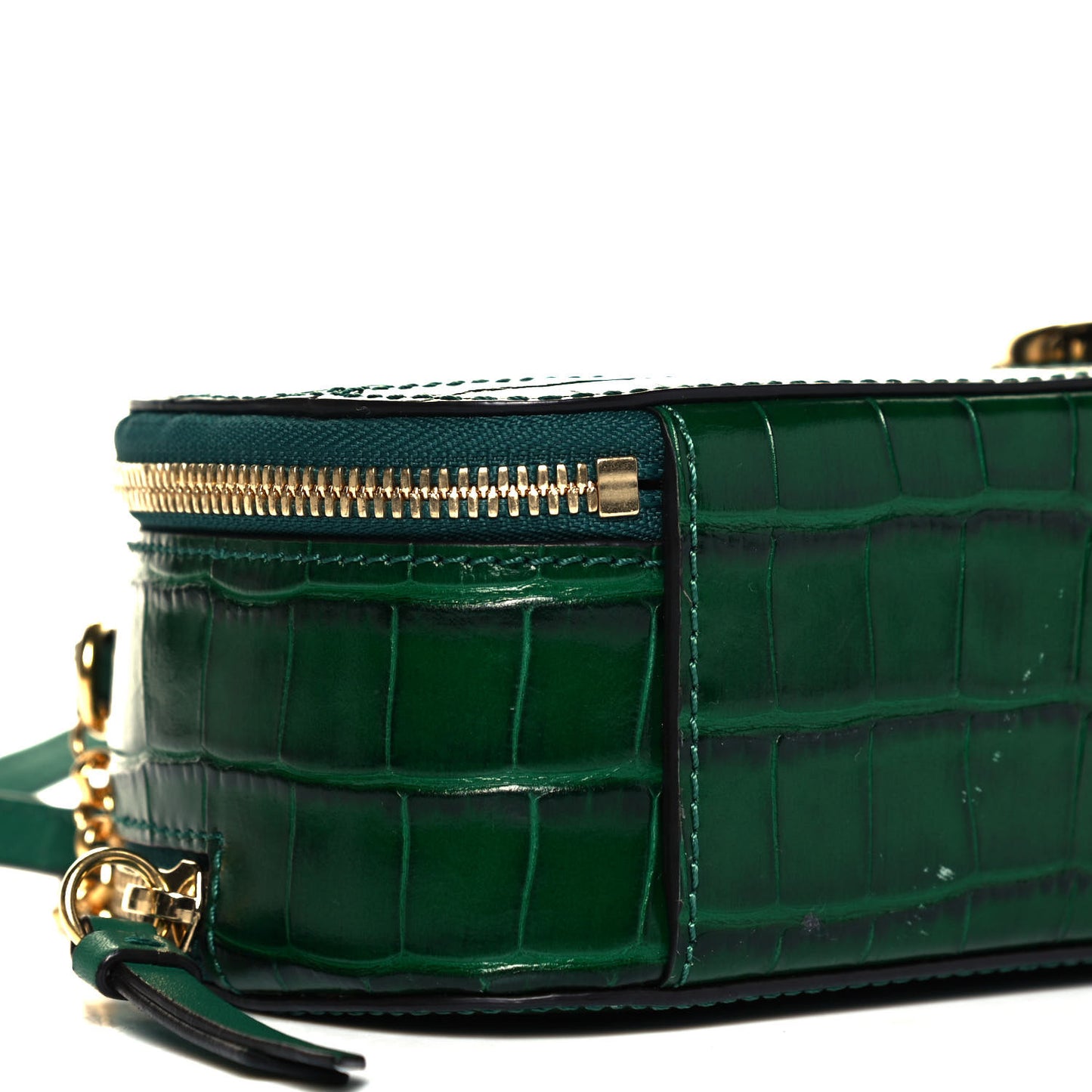 Calfskin Crocodile Embossed Mini C Vanity Bag Woodsy Green