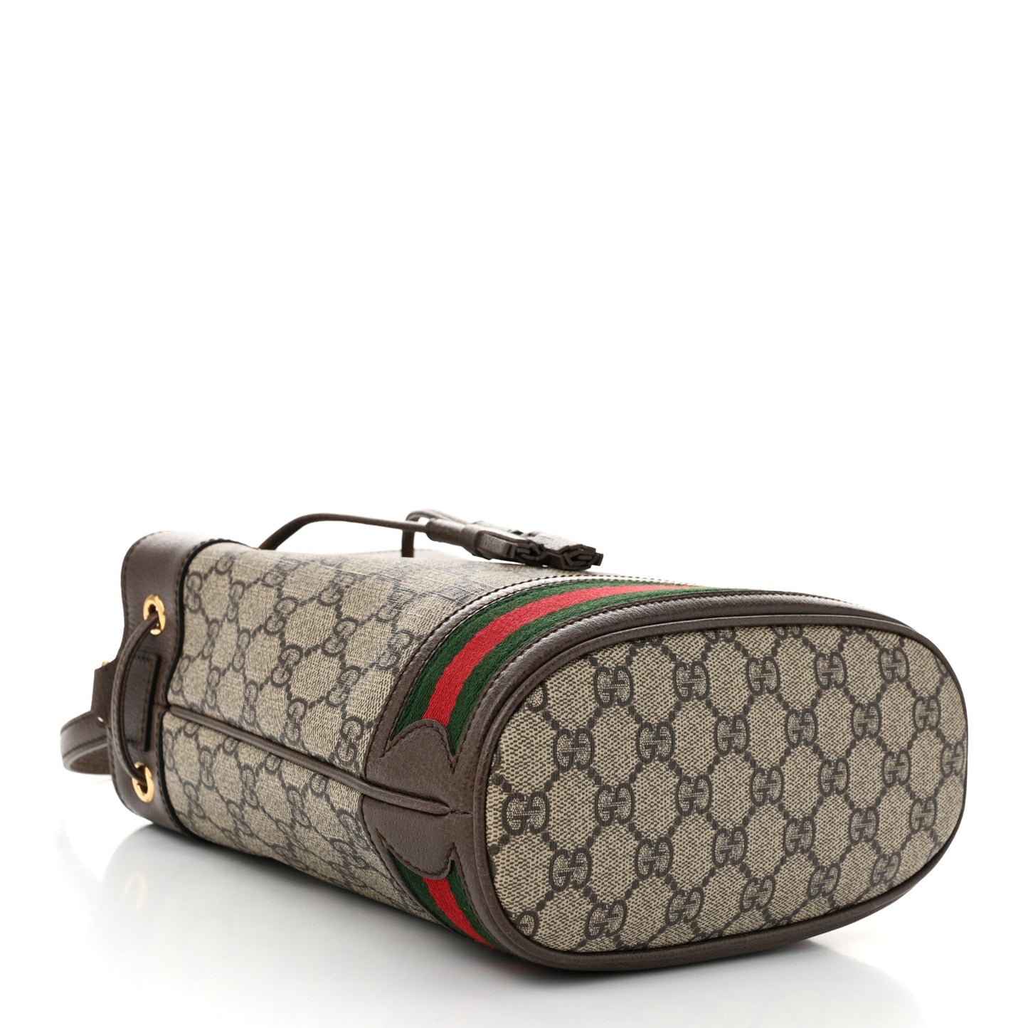 GG Supreme Monogram Web Small Ophidia Bucket Bag Brown