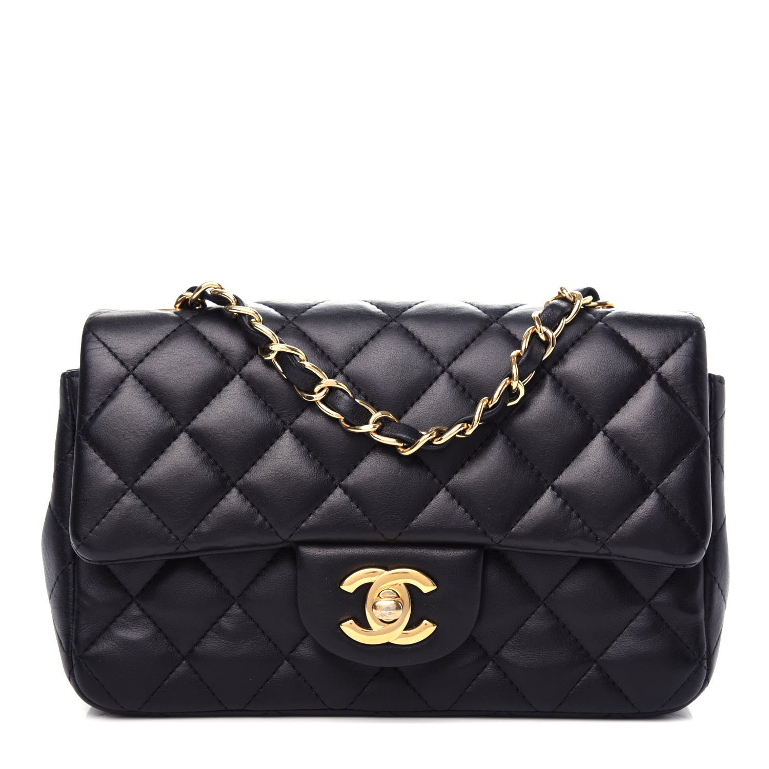 Chanel Lambskin Quilted Mini Rectangular Flap Black 1 of 10