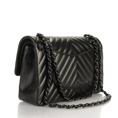 Chanel Lambskin Chevron Quilted Medium Double Flap So Black 3 of 8