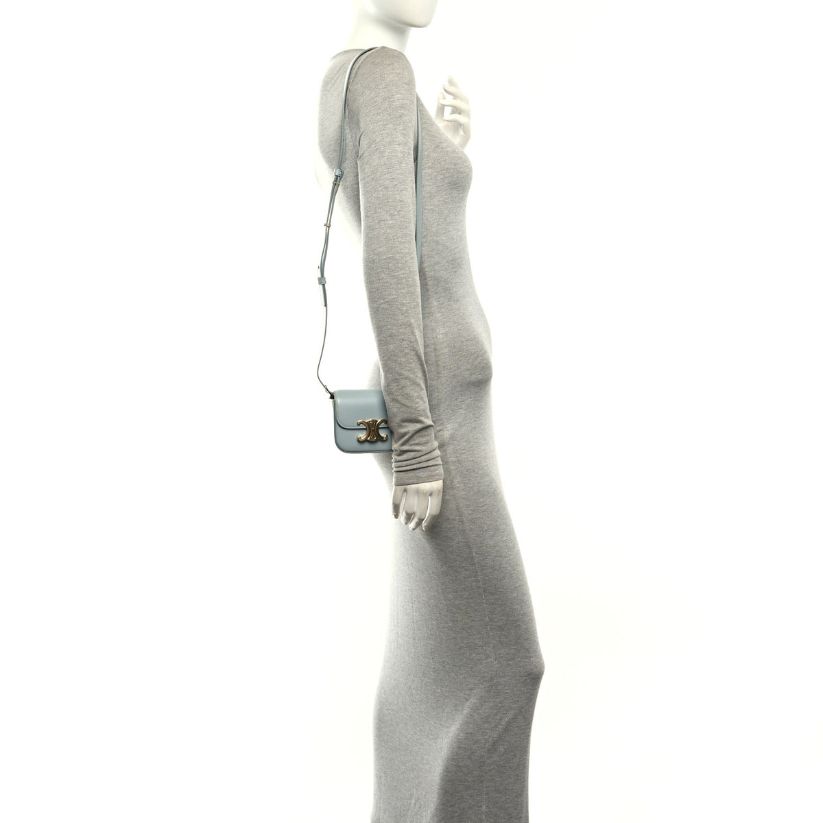 Shiny Calfskin Mini Claude Soft Blue