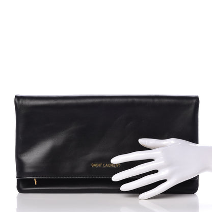Saint Laurent Smooth Calfskin Letters Fold-Over Clutch Black 2 of 6
