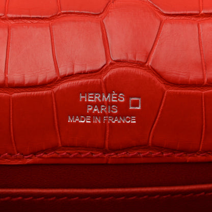 Hermes Matte Alligator Kelly Pochette Bougainvillea 6 of 11