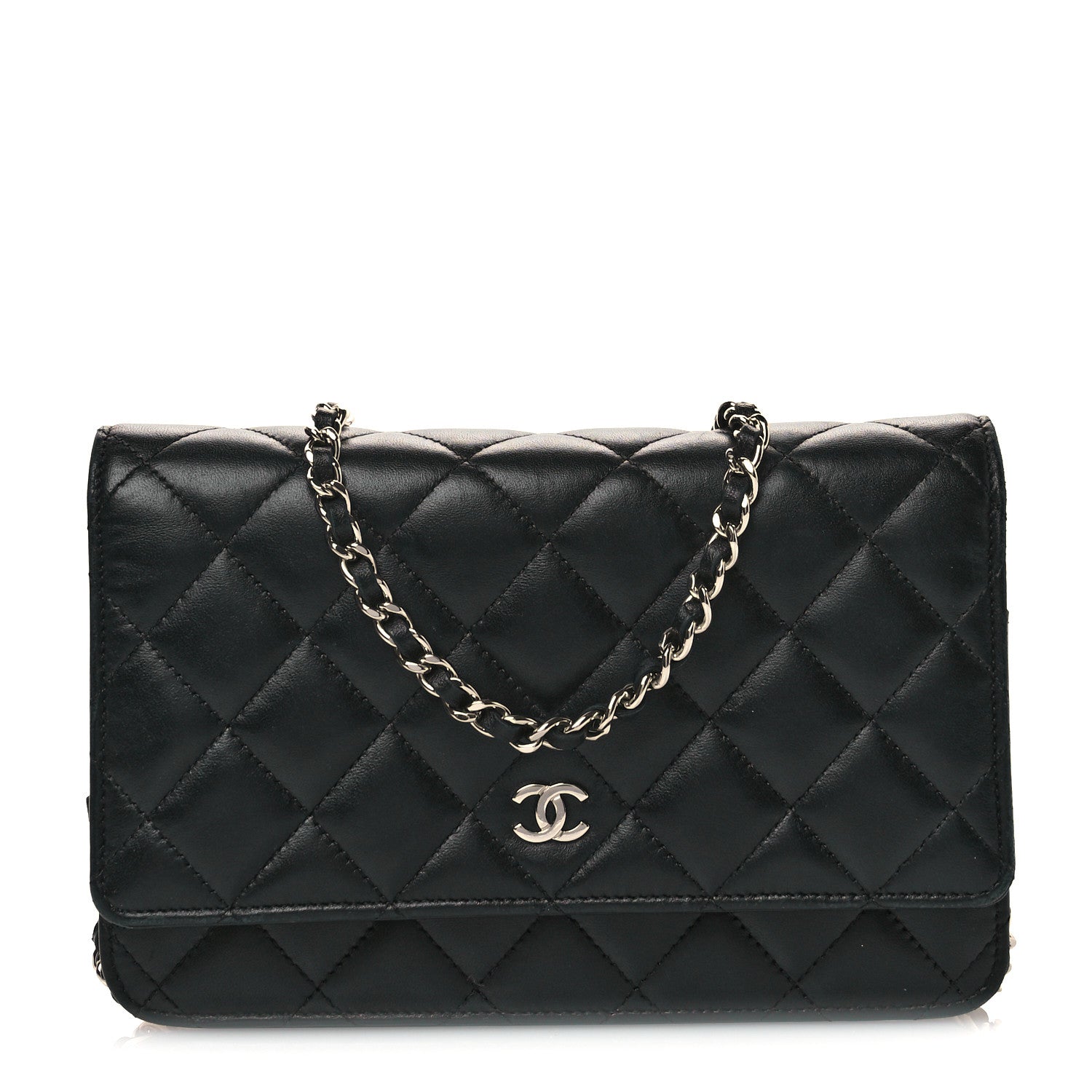 Chanel Lambskin Quilted Wallet On Chain WOC Black 1 of 12