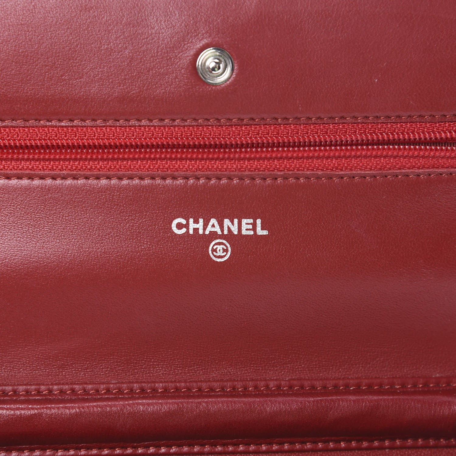 Chanel Lambskin Quilted Wallet On Chain WOC Red 6 of 15