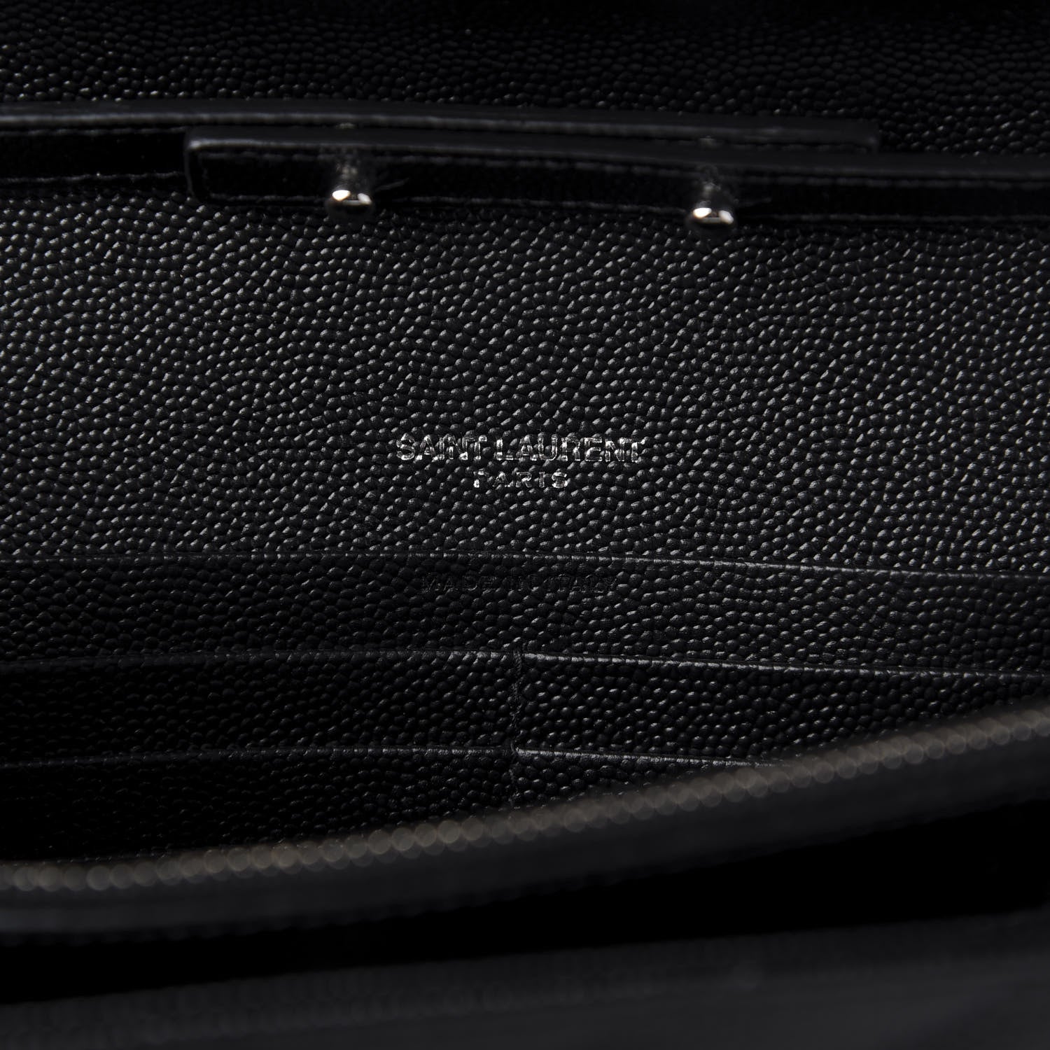 Saint Laurent Grain De Poudre Matelasse Chevron Monogram Chain Wallet Black 8 of 9