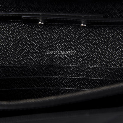 Saint Laurent Grain De Poudre Matelasse Chevron Monogram Chain Wallet Black 8 of 9