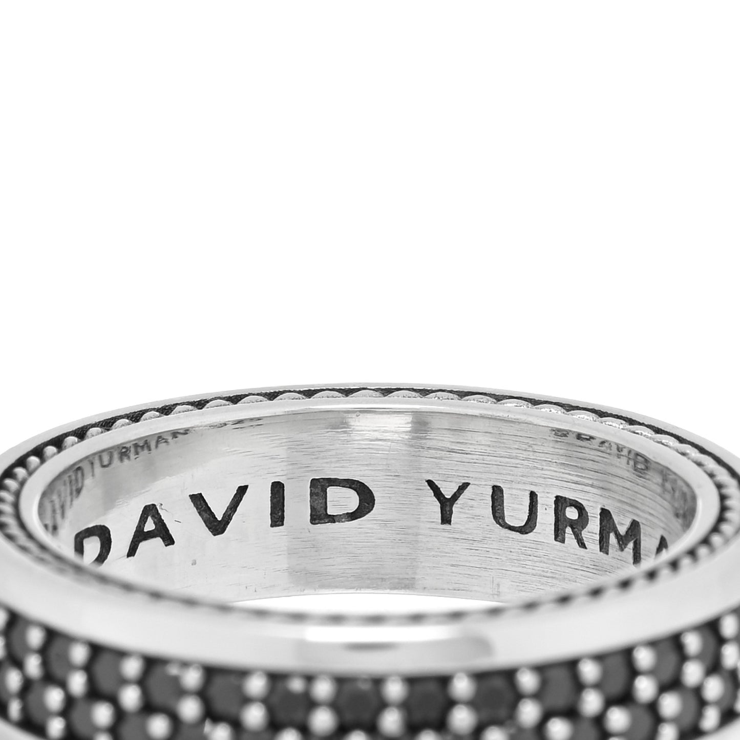 Sterling Silver Black Diamond Streamline Two-Row Band Ring 61 9.75