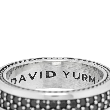 David Yurman Sterling Silver Black Diamond Streamline Two-Row Band Ring 61 9.75 4 of 4