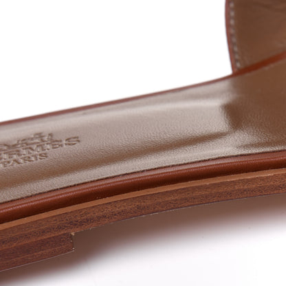 Hermes Box Calfskin Oran Sandals 40 Gold 9 of 10