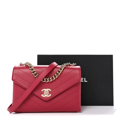 Chanel Calfskin Chevron Stitched Small Coco Flap Bag Pink 11 of 11