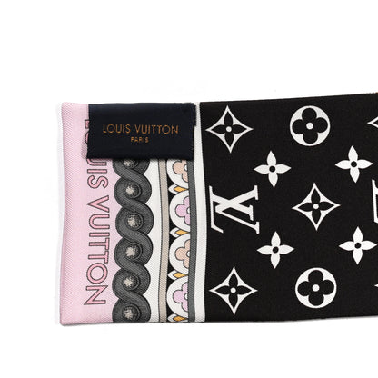 Louis Vuitton Silk Monogram Around The World Bandeau Black Pink 2 of 3
