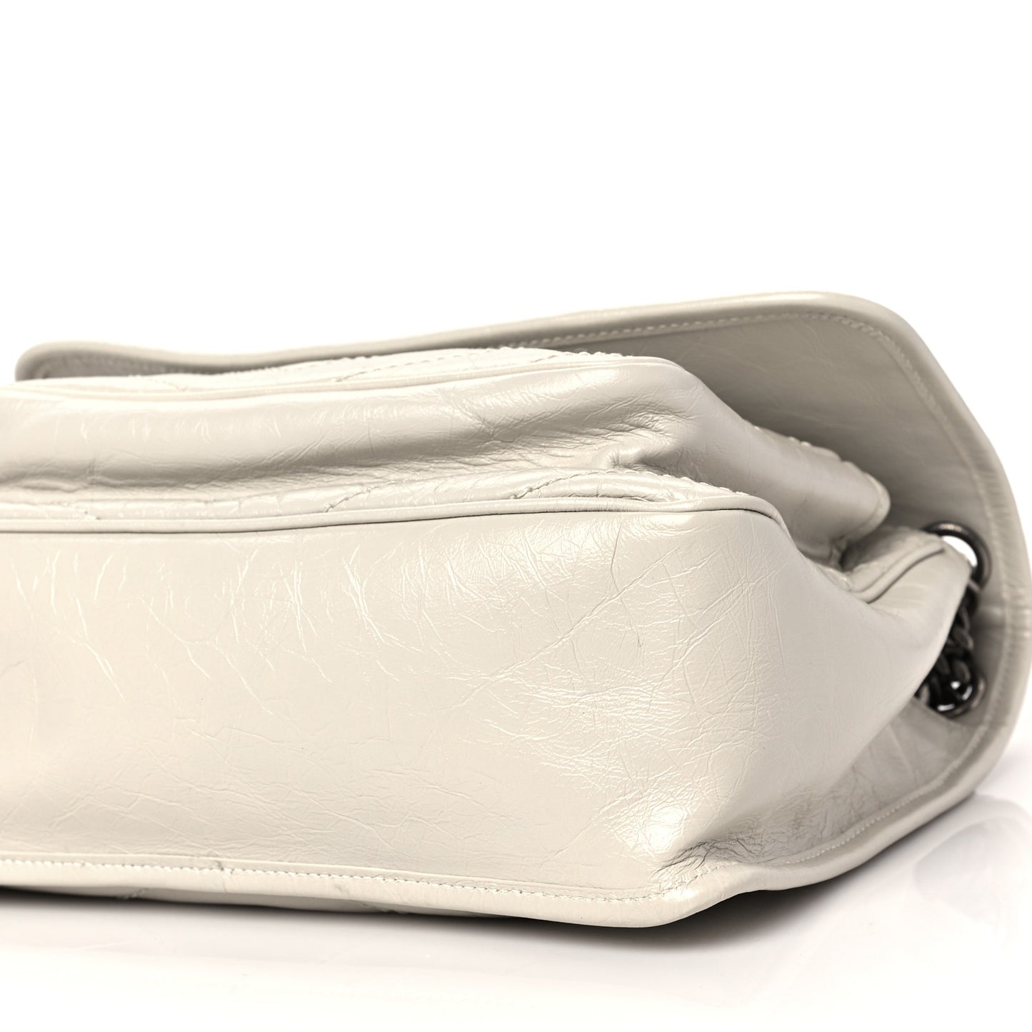 Crinkled Calfskin Matelasse Monogram Medium Niki Chain Satchel Ivory