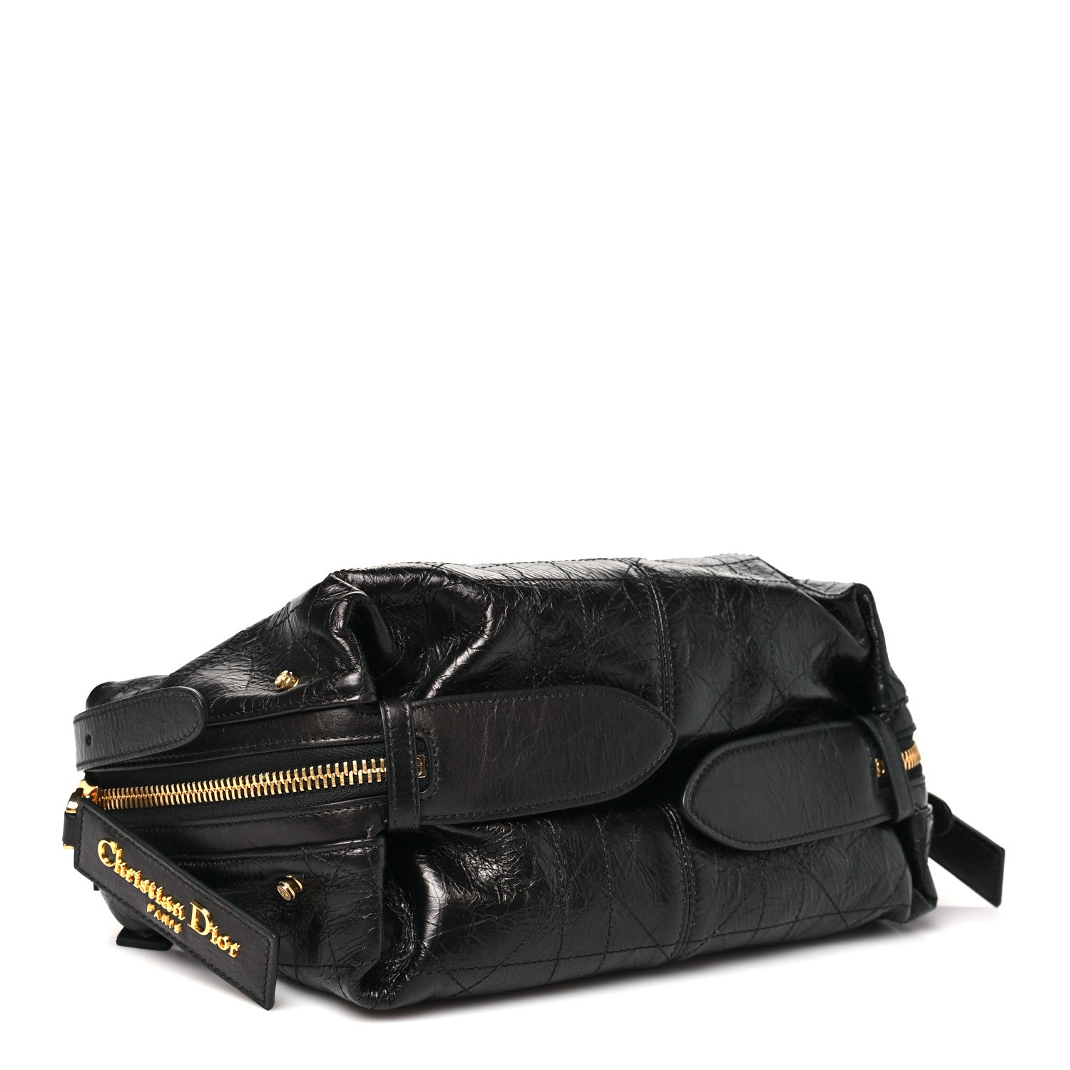 Christian Dior Crinkled Calfskin Macrocannage Medium D-Journey Bag Black 4 of 10